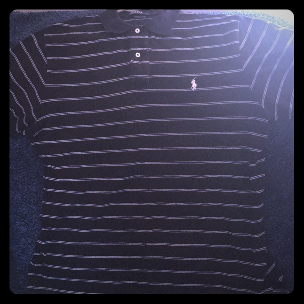 Black w/White Strips Polo